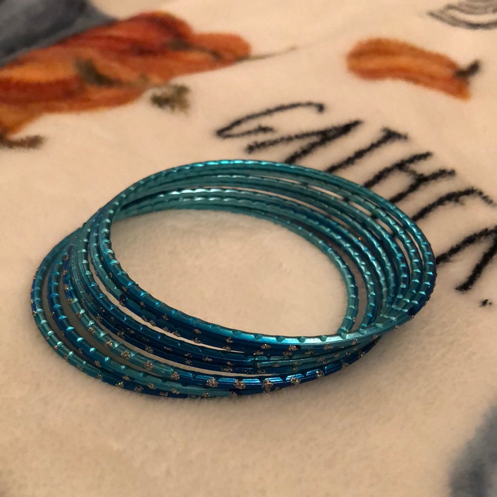 Glittery Blue Bangles